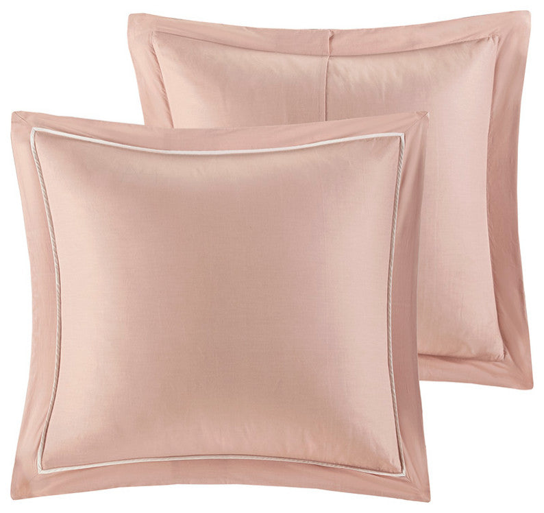 Madison Park Dawn 9 Piece Cotton Percale Comforter Set, Blush