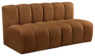 Arc Velvet Upholstered 2-Pc. Modular Sofa, Saddle