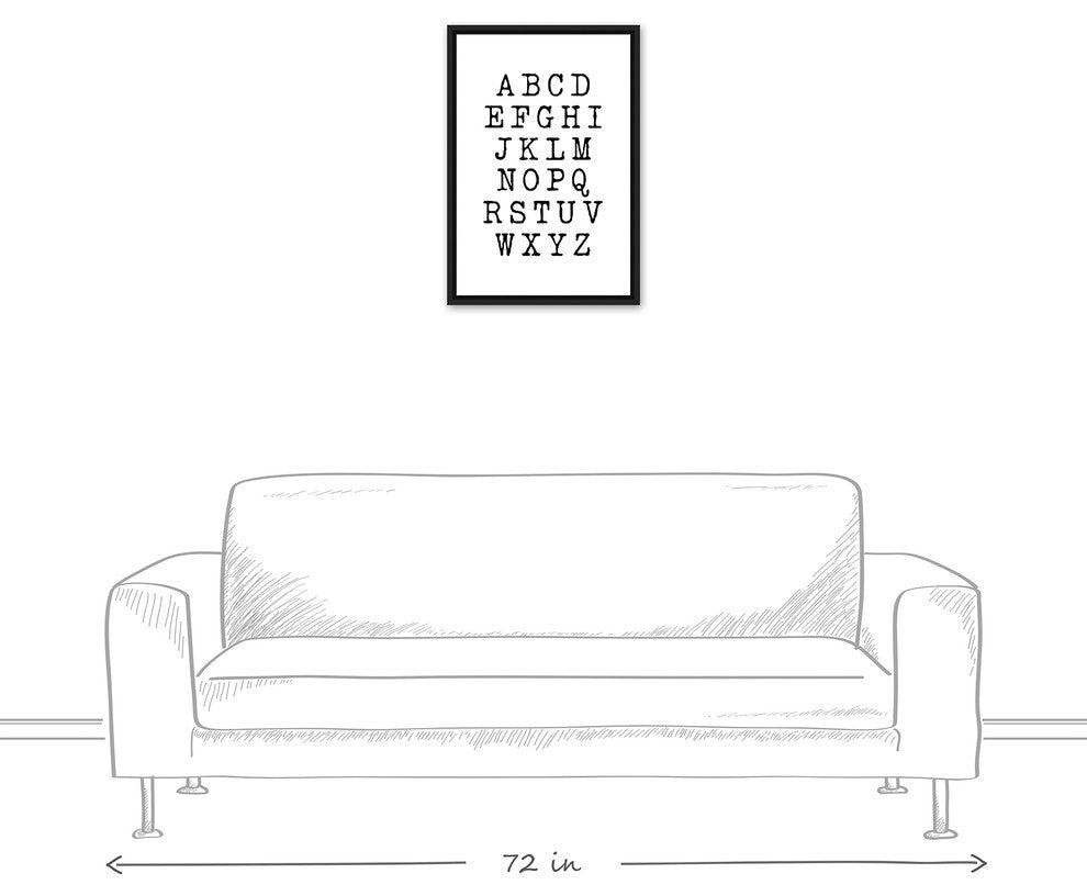Typewriter Alphabet 16x24 Black Floating Framed Canvas