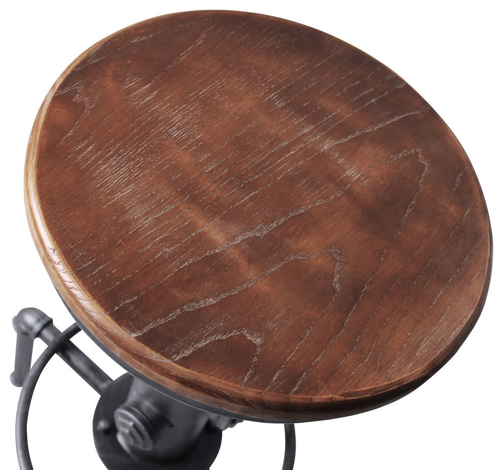 Lewis Industrial Backless Adjustable Barstool, Silver Brushed Gray