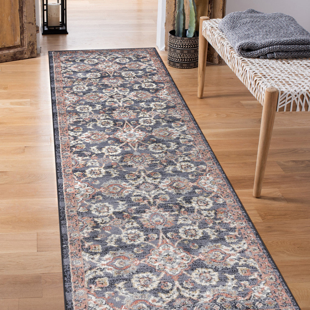 Jordan Bea Power-Loomed Polypropylene Area Rug, Navy Blue, 2'7" X 10"
