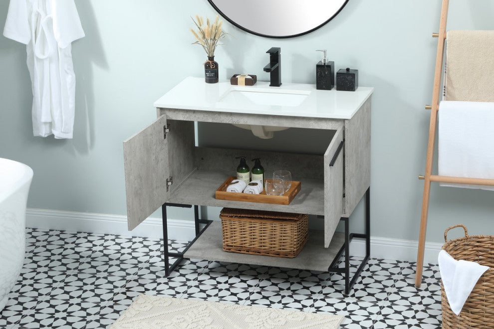 Sue 36" Single Bathroom Vanity, Concrete Gray