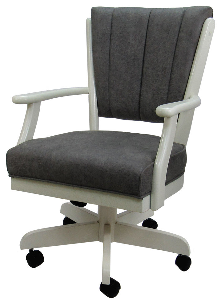 Classic Caster Swivel Dining Chair on Wheels, Solid Wood, Northwest Elk - Antigue White