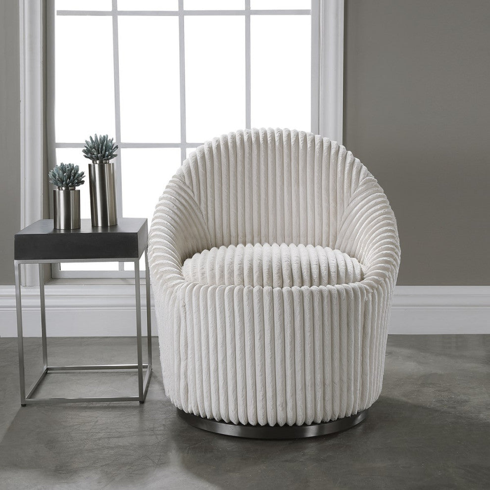 Uttermost Crue White Swivel Chair 23578