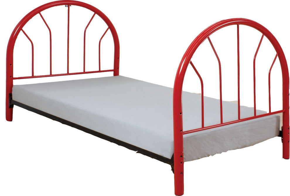 Red Metal Twin Headboard And Footboard