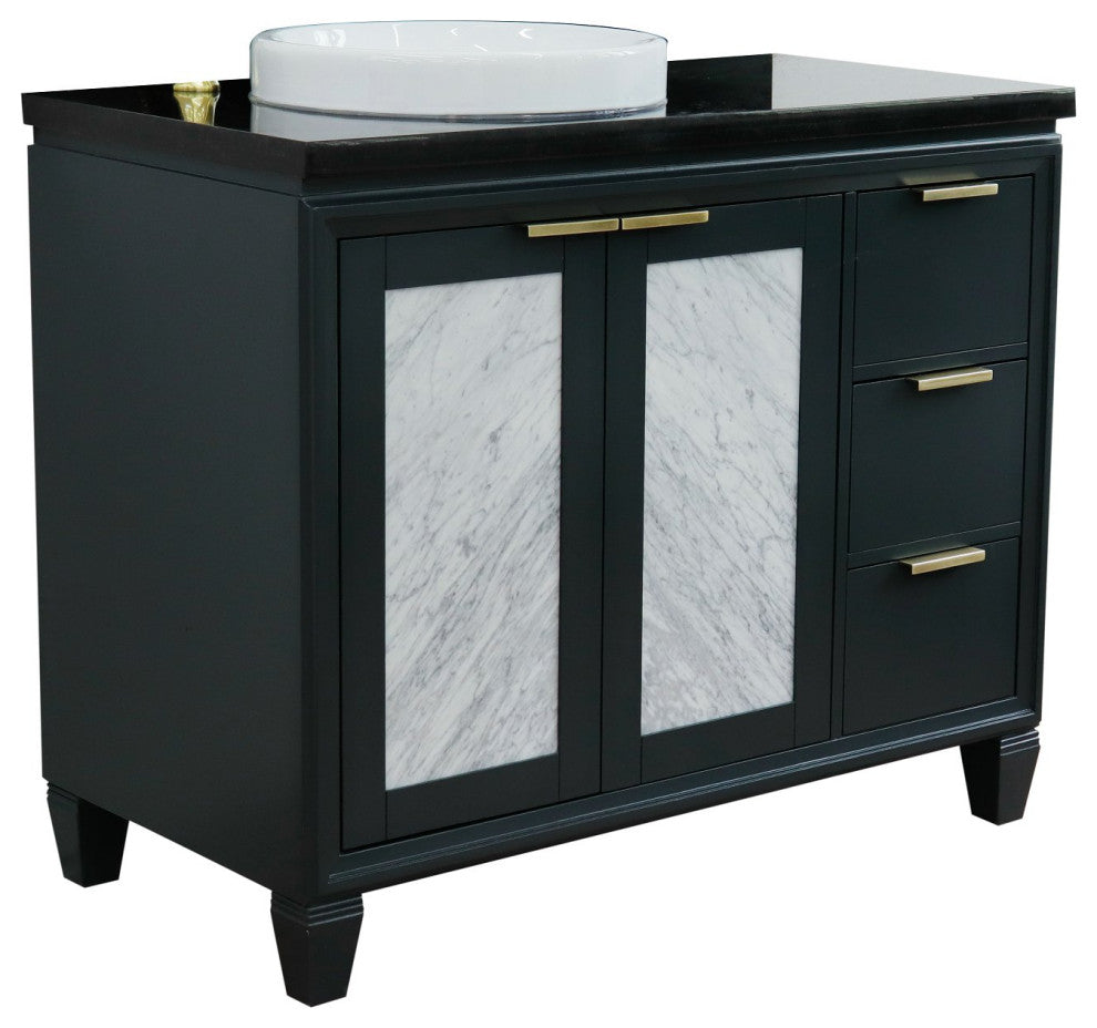 43" Single Vanity, Dark Gray Finish With Black Galaxy