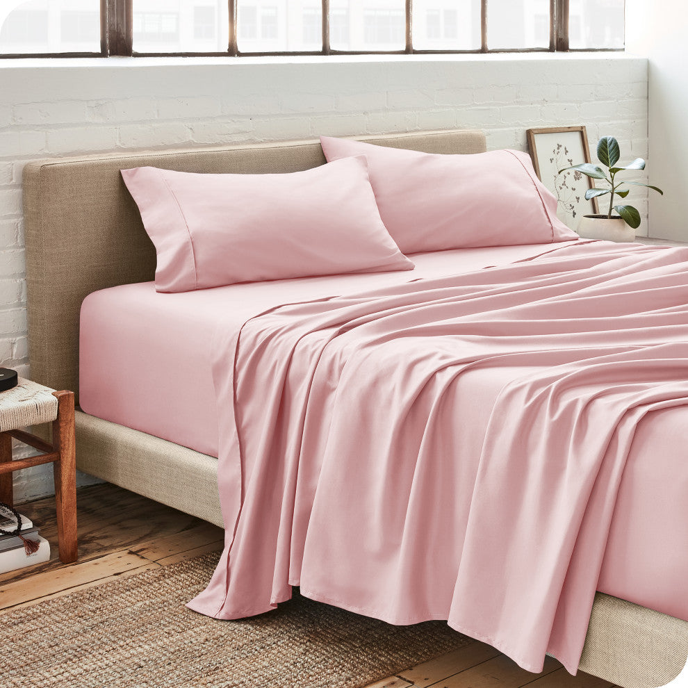 Bare Home 1800 Microfiber Sheet Set, Light Pink, Queen