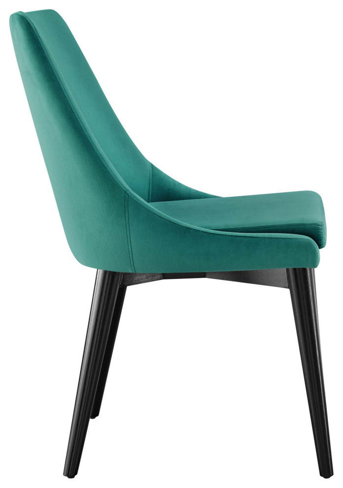 Viscount Accent Performance Velvet Dining Chairs, Set of 2, Teal