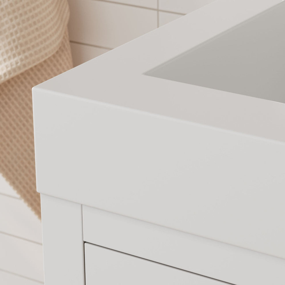 Boutique Bath Vanity, High Gloss White, 24", Single Sink, Freestanding