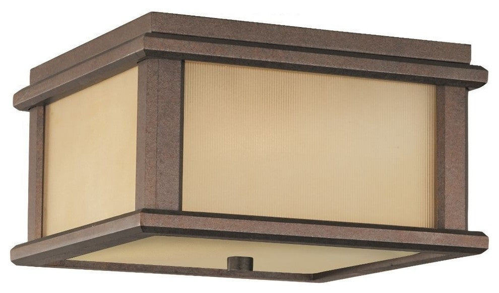 Mission Lodge 2 LED Outdoor Square Flush Mount, Corinthian Bronze, 9"