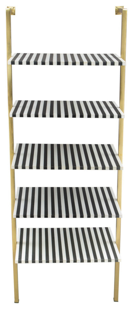 Bookcase Wall Shelf Rack, Metal Iron, Gold, Lounge Cafe Lobby Hospitality