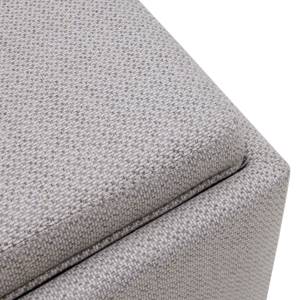 Cameron Square Storage Ottoman w/ tray, Cardiff Gray, Fabric