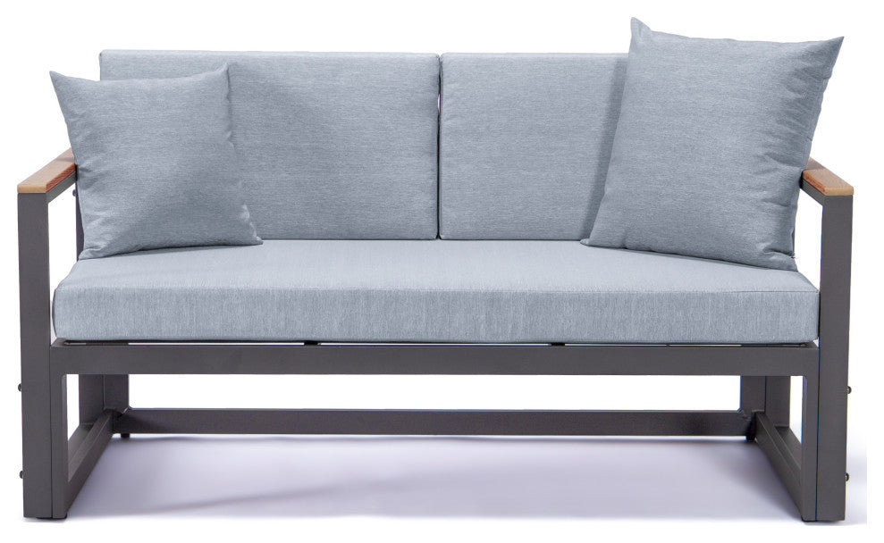 LeisureMod CSLBL-80LGR Chelsea Sectional Headrest&CoffeeTable LightGrey Cushions
