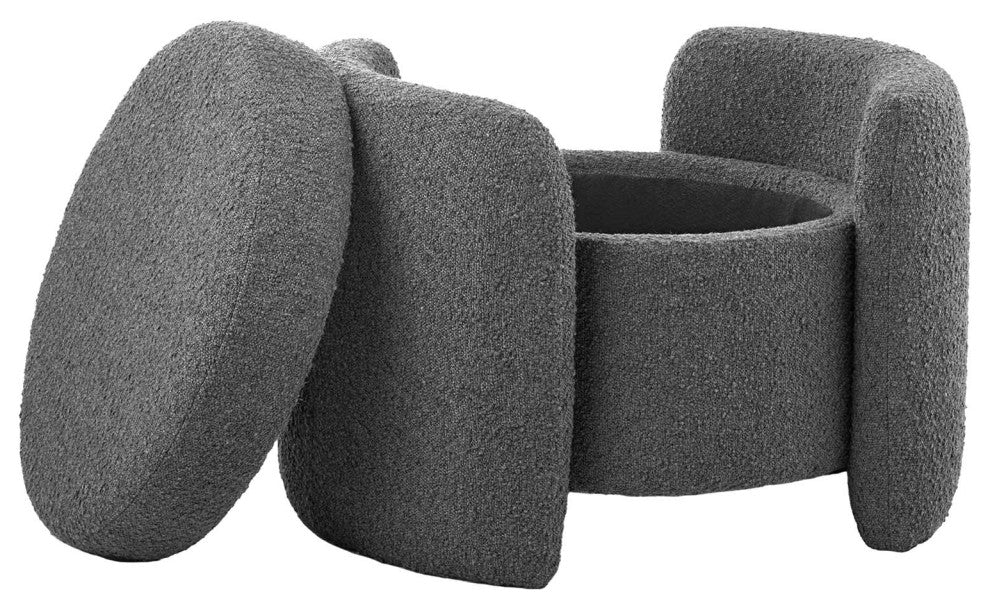 Nebula Boucle Upholstered Ottoman, Charcoal