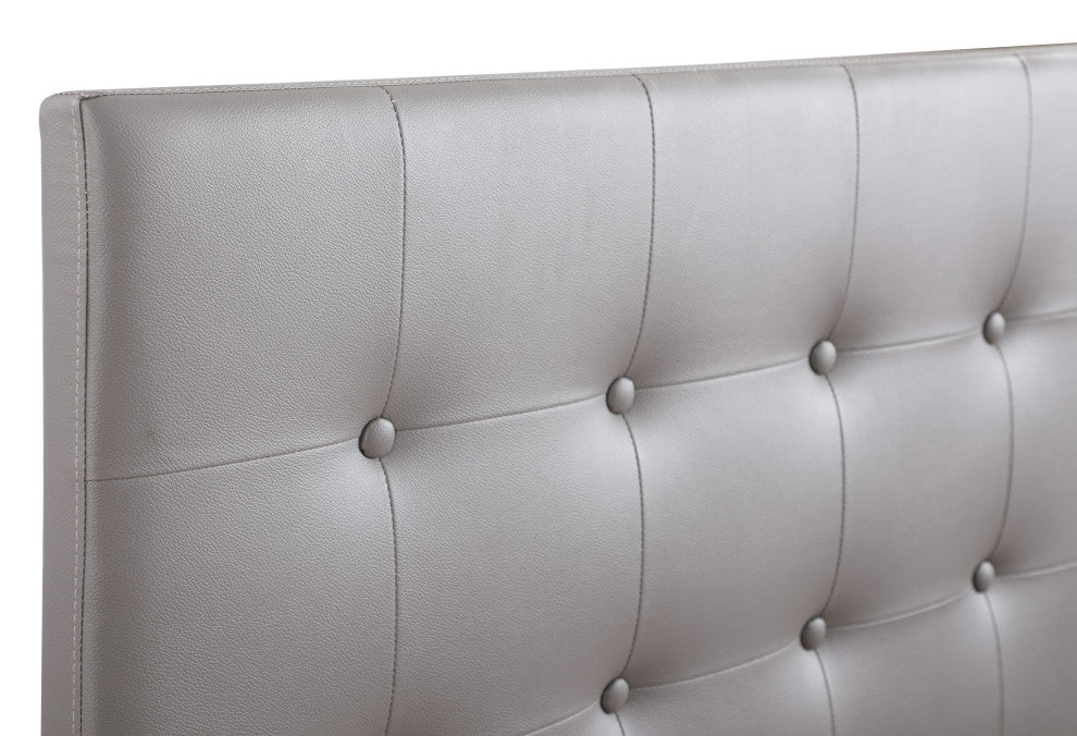 Novo 2 Faux Leather Adjustable Headboard, Light Gray, Twin