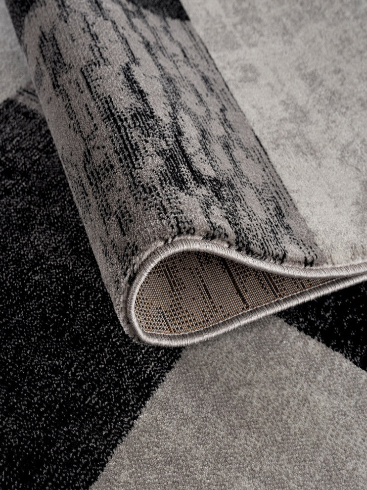 Rug Branch Modern Geometric Checkered Grey Black Runner Rug - 2'x13'