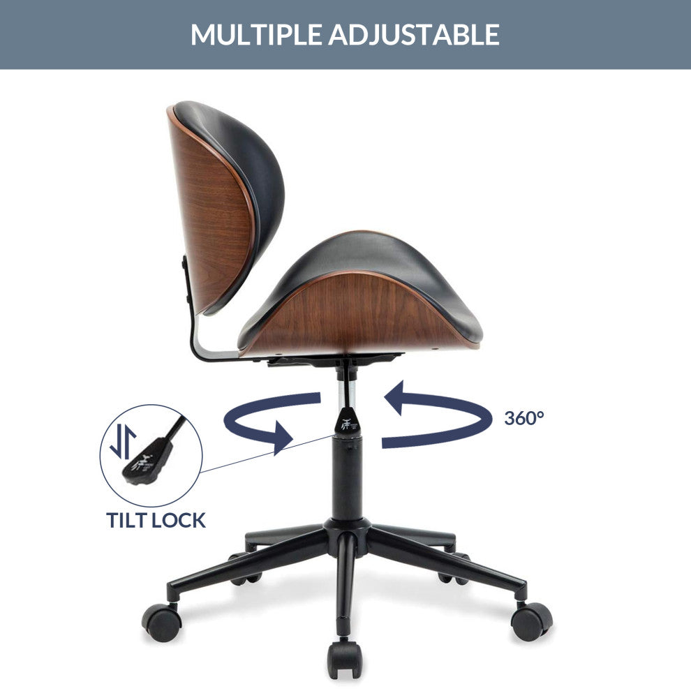 Mid-Century Swivel Office Desk Chair, Black