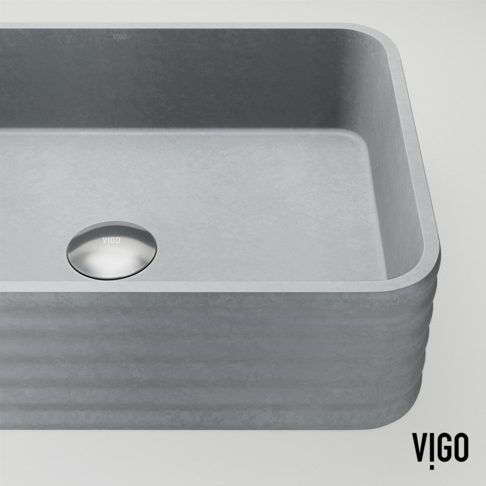 VIGO Cadman 18"L x 13"W x 5"H Concreto Stone Rectangular Bathroom Vessel Sink