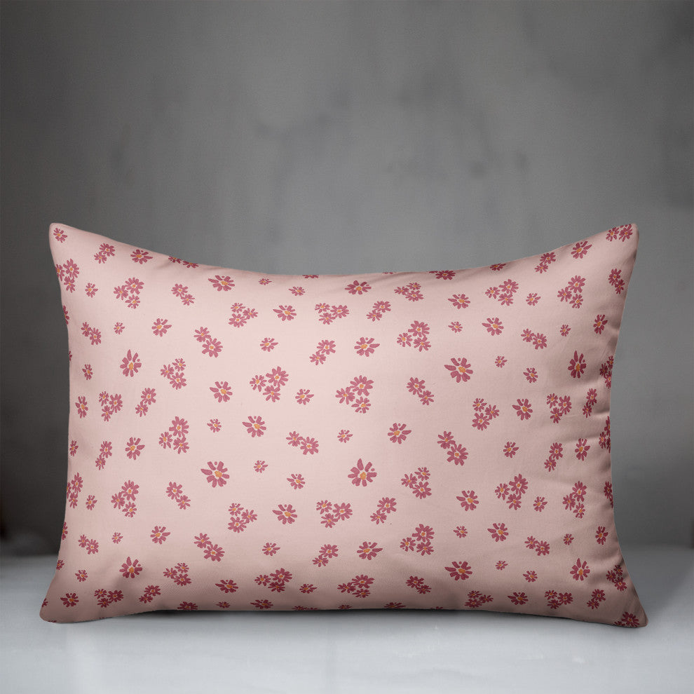 Pink Daisy Pattern 20x14 Spun Poly Pillow