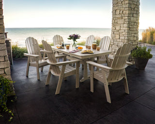 Polywood Vineyard Adirondack 7-Piece Nautical Trestle Dining Set, Mahogany