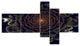 Orange Fractal Flower with Green, Abstract Print On Canvas, 60"x32", 5 panels