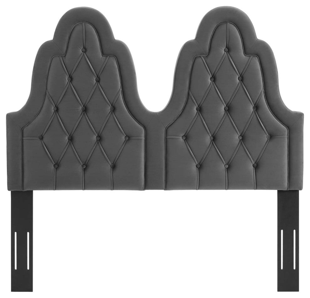Augustine Tufted Performance Velvet Full/Queen Headboard Charcoal