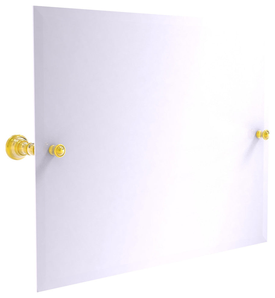 Carolina Frameless Landscape Tilt Mirror with Beveled Edge, Polished Brass