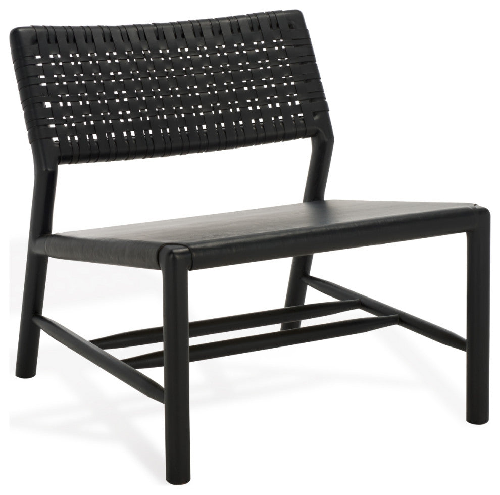 Safavieh Couture Valdina Woven Leather Acccent, Black