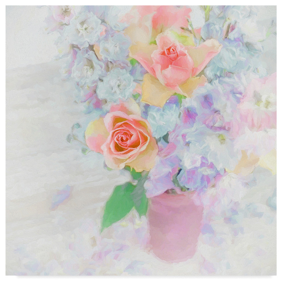 "Larkspur And Roses" by Cora Niele, Canvas Art, 24"x24"