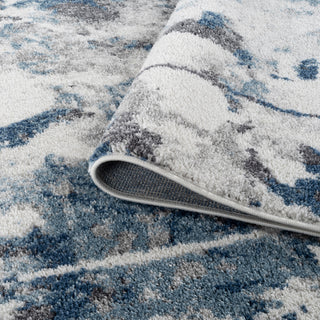 Clifton Abstract Ivory Blue Power-Loom Area Rug 5'3" x 7'6"