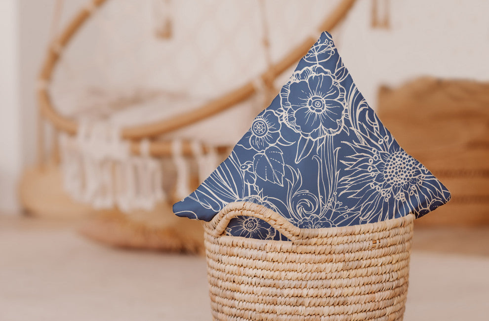 26" x 26" Zentangle Decorative Indoor Pillow, Cadet Blue