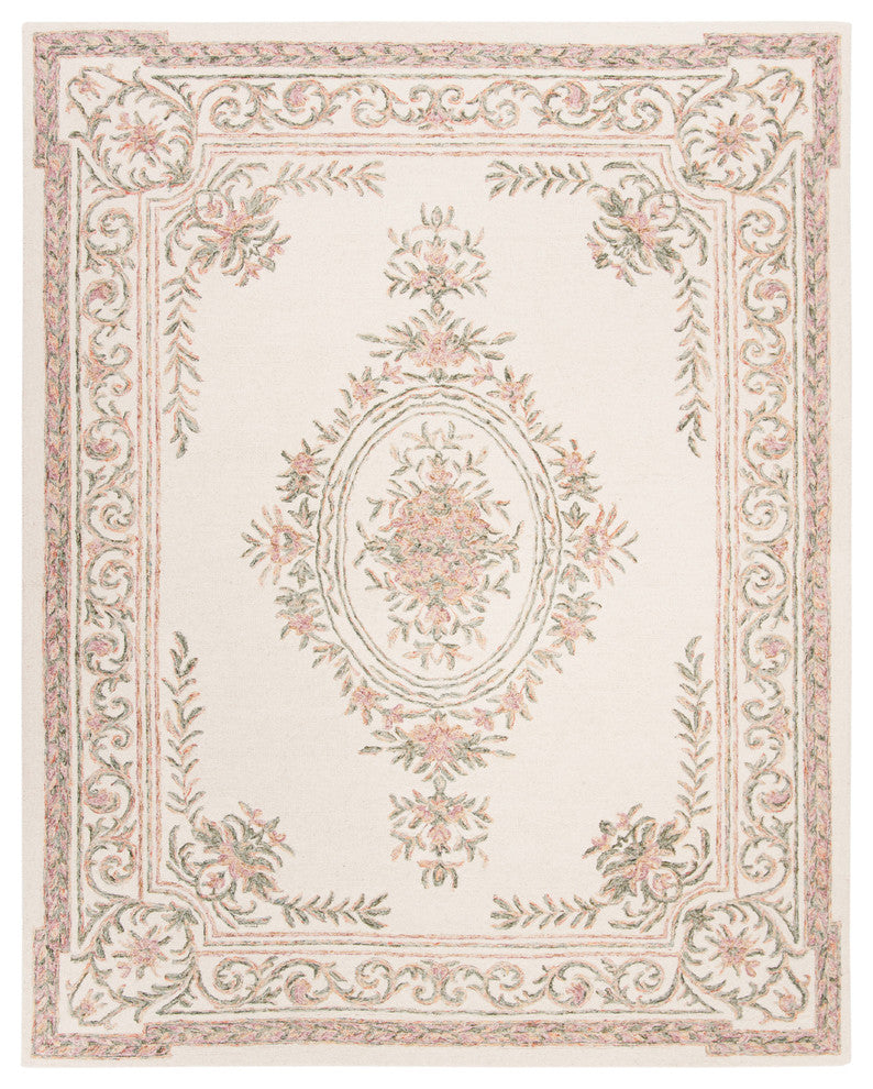 Safavieh Micro-Loop Collection MLP902 Rug, Ivory/Fuchsia, 8' X 10'