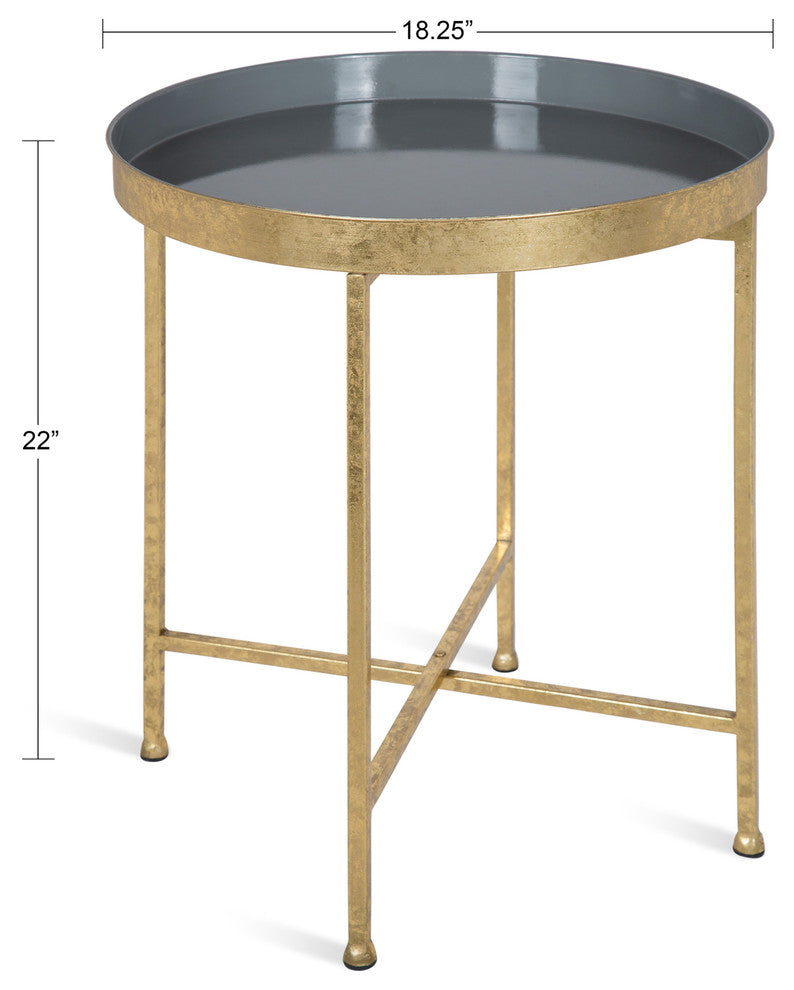Celia Round Metal Side Table, Gold Gray