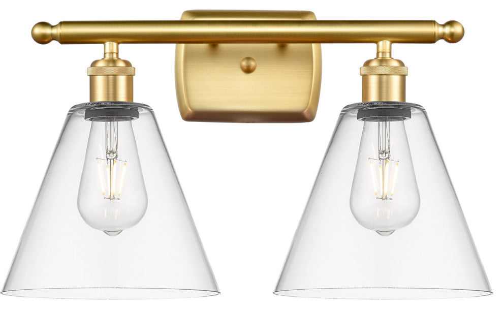 Innovations 516-2W-SG-GBC-82-LED 2 Light Bath Vanity Light, Satin Gold