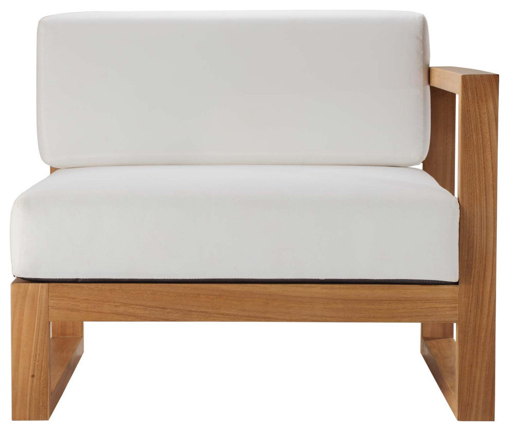 Sofa Corner Chair, Wood, Brown Natural White, Modern, Outdoor Patio Cafe Bistro