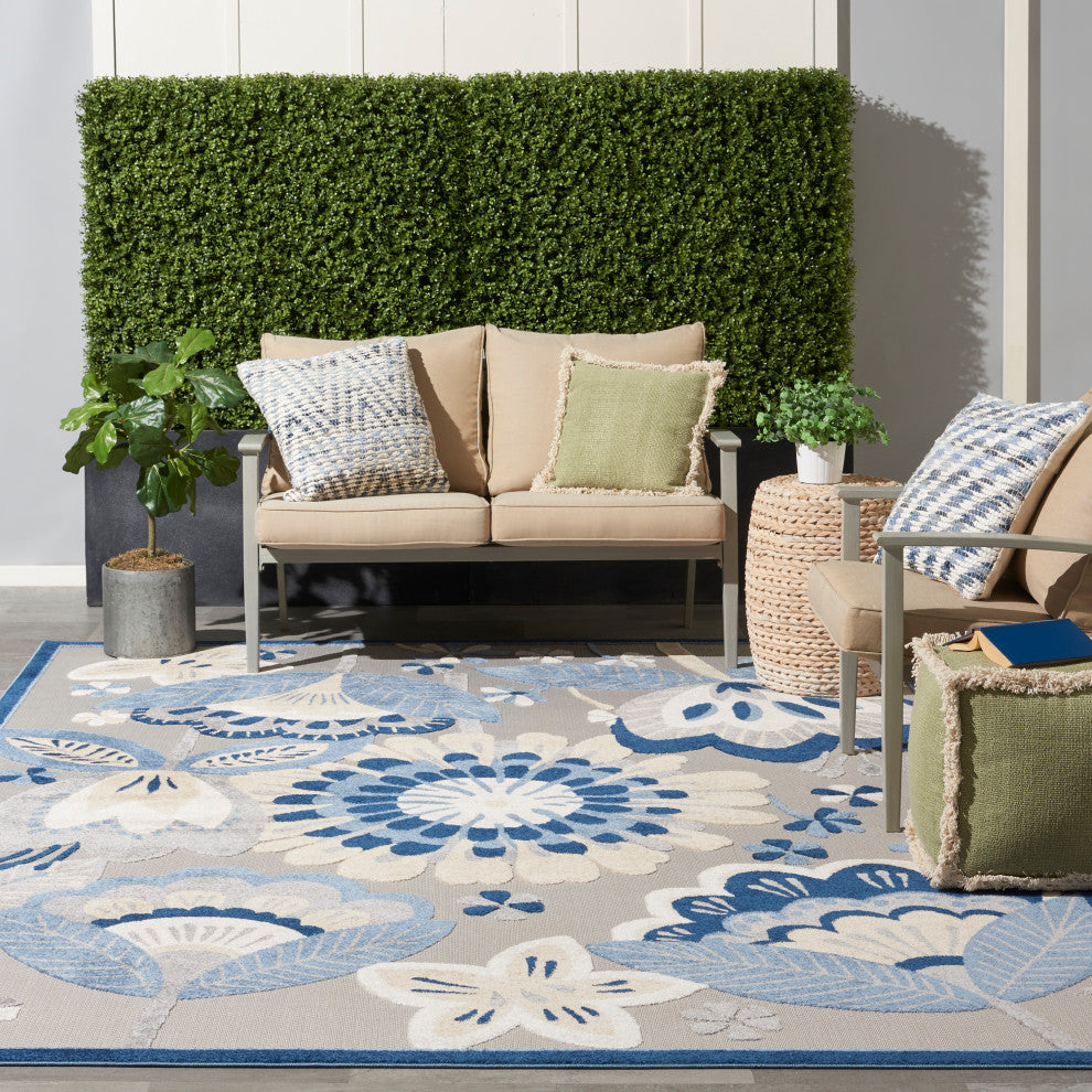 Nourison Aloha 7' x 10' Blue/Grey Contemporary Area Rug