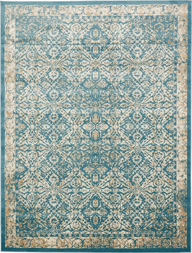 Traditional Alesund 10'x13' Rectangle Aqua Area Rug