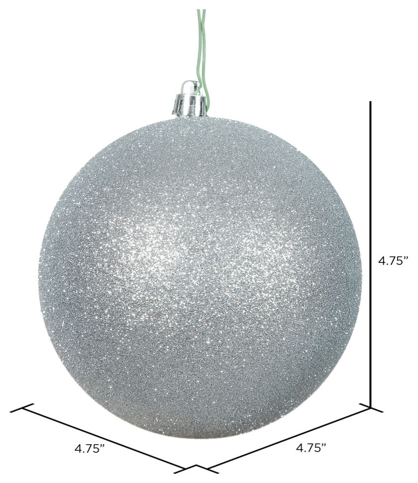 Vickerman N591207Dg 4.75" Silver Glitter Ball Ornament, 4 Per Bag