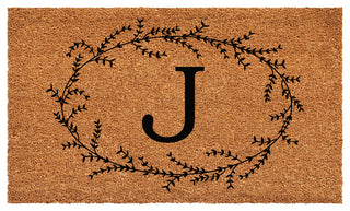 Calloway Mills Rustic Leaf Vine Monogrammed Doormat, 24"x36", Letter J