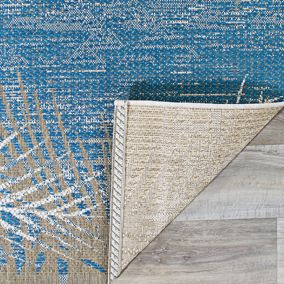Couristan Monaco Tropical Palms Indoor/Outdoor Area Rug, Ocean, 2'x3'7"