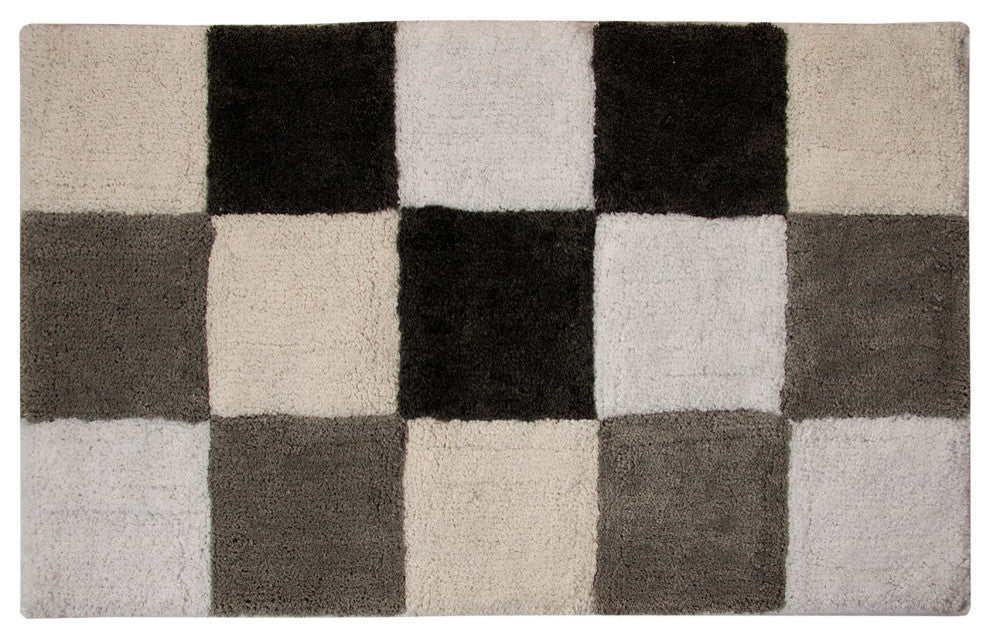 Bath Rug Cotton, 36"x24", Gray Multi, GSF 195, Pattern Dice