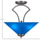 Zilo Semi Flush With 3 Bulbs, Graphite Finish With 16" Blue Italian Glass