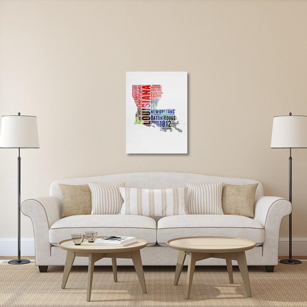 "Louisiana Watercolor Word Cloud" Fine Art Print