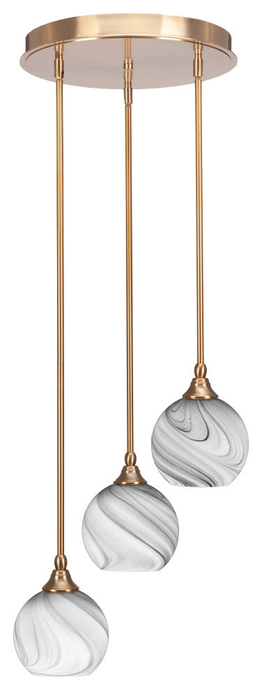 Empire 3-Light Cluster Pendalier, New Age Brass/Onyx Swirl