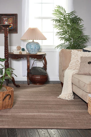 Unique Loom Light Brown Solid Williamsburg 5' 0 x 5' 0 Round Rug
