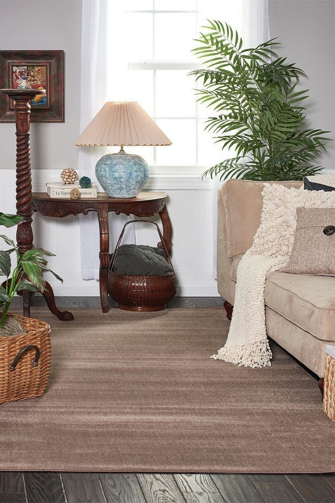 Unique Loom Light Brown Solid Williamsburg 5' 0 x 5' 0 Round Rug