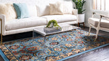 Country and Floral Kashan 2'2"x3' Rectangle Lagoon Area Rug