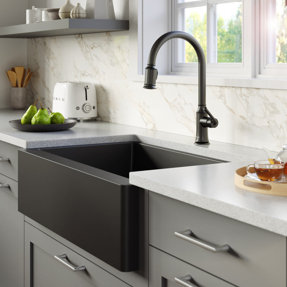 Karran KKF310 1-Handle Pull Down Dual Function Sprayer Faucet, Matte Black