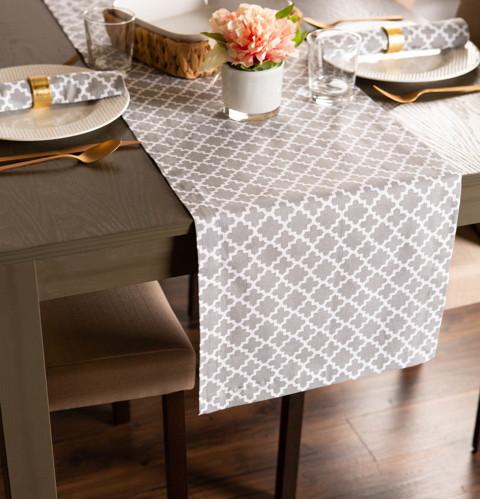 DII Gray Lattice Table Runner