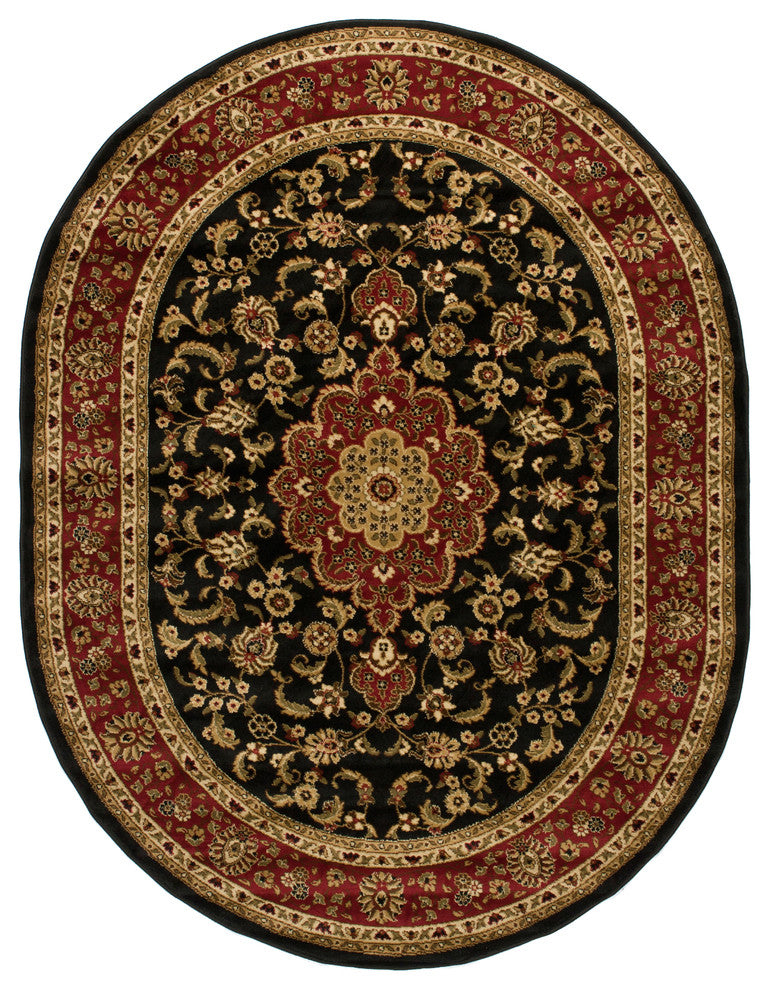 Well Woven Barclay Medallion Kashan Area Rug, Black, 5''3"x6''10" Oval